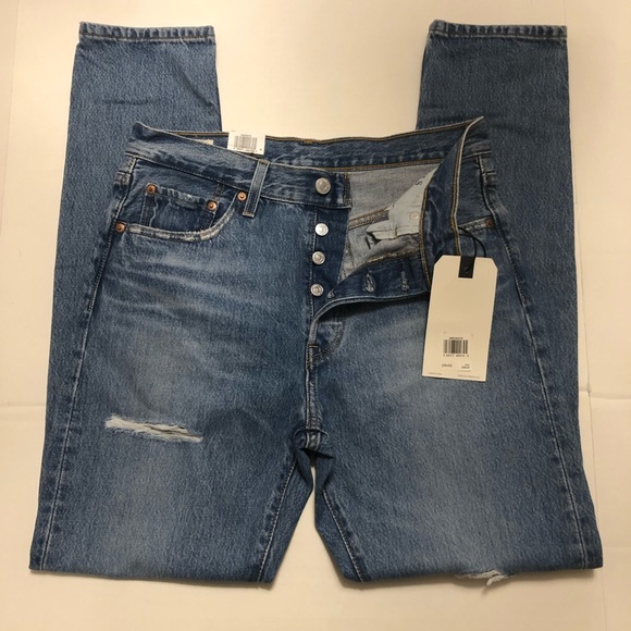 NWT Levi’s Premium 501S Skinny High Rise Distressed Jeans Size 29 - Picture 7 of 13
